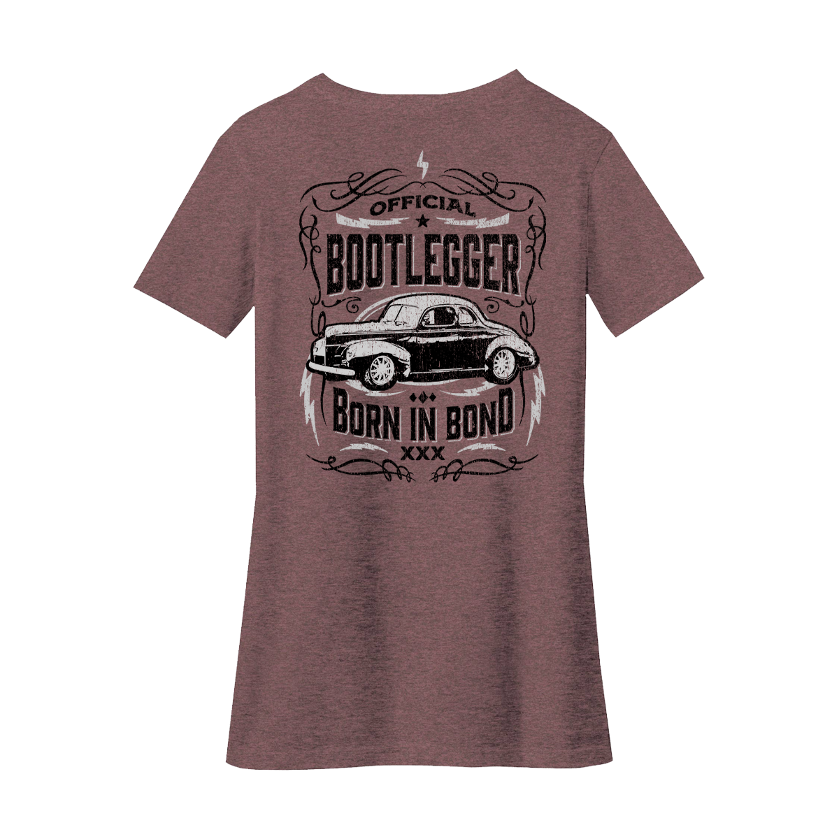 Ladies Born in Bond Car Tee | Maroon