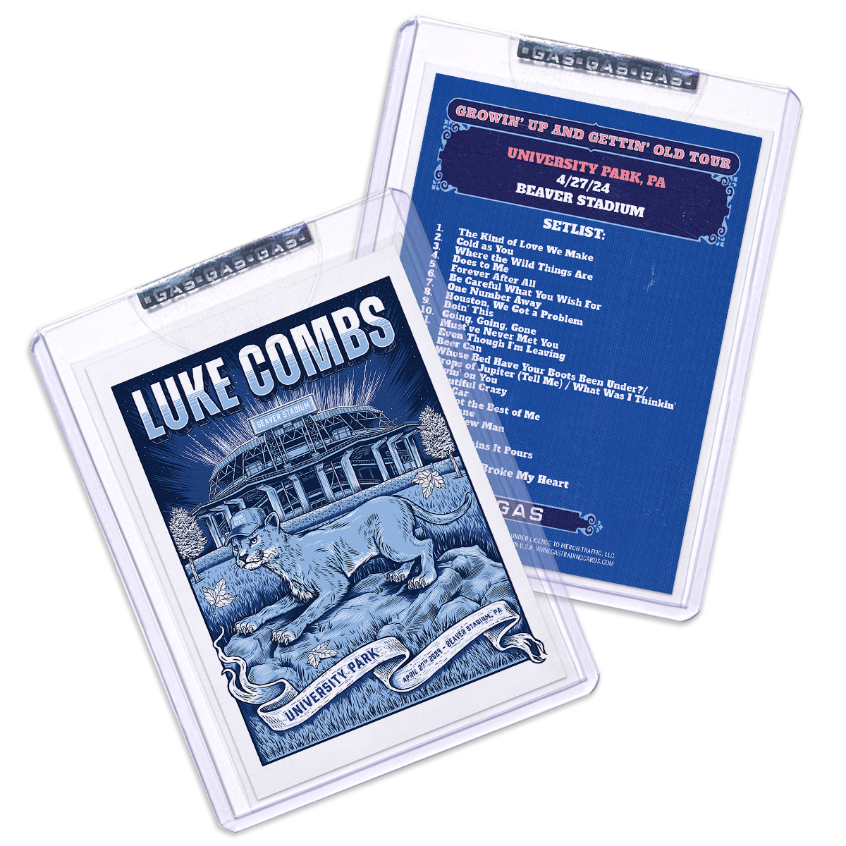 University Park April 27 Luke Combs 2024 Setlist Trading Card