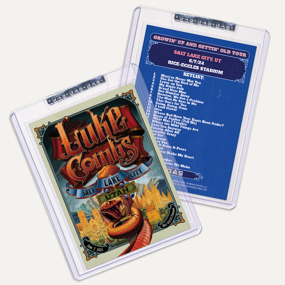 Salt Lake City June 7 Luke Combs 2024 Setlist Trading Card