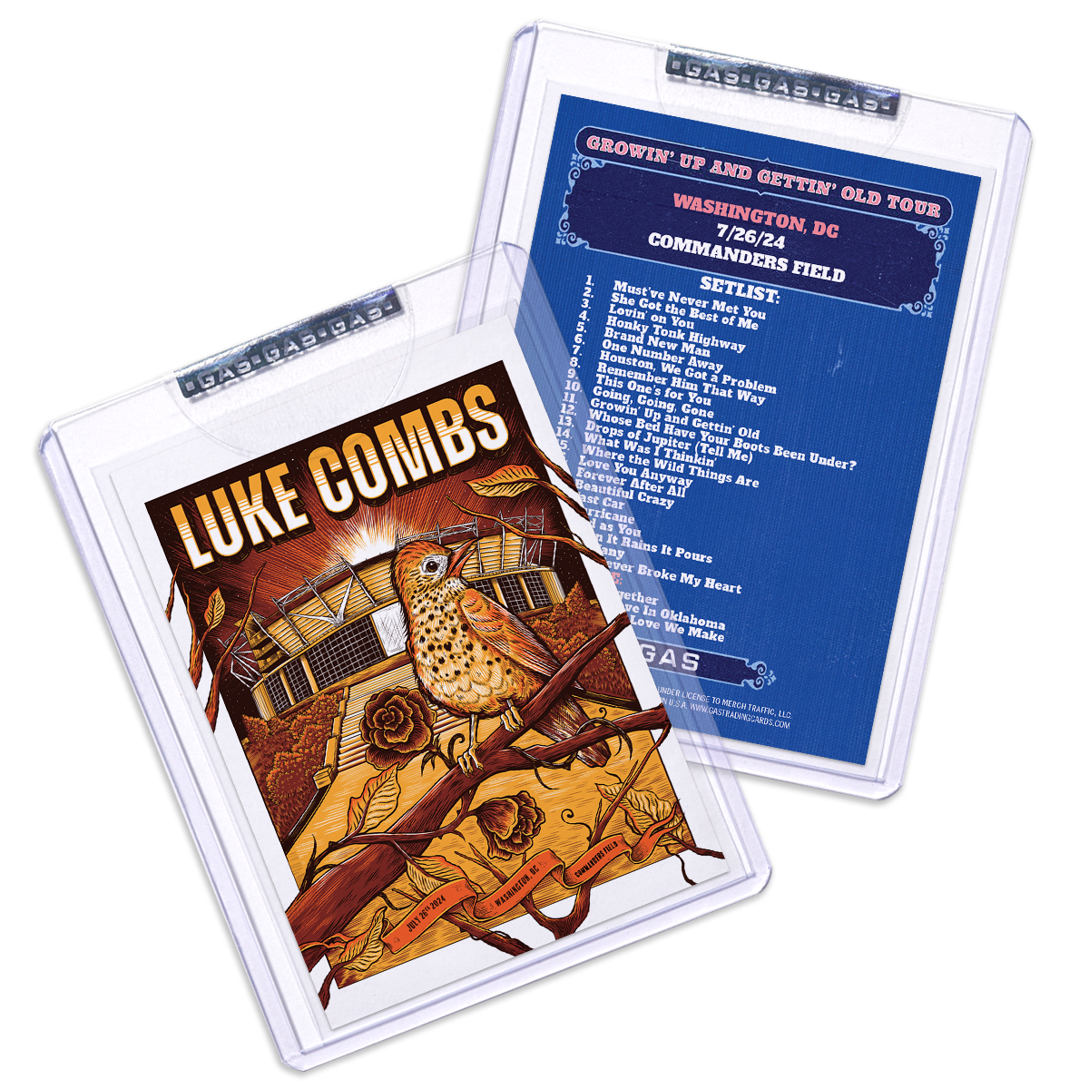 Washington July 26 Luke Combs 2024 Setlist Trading Card