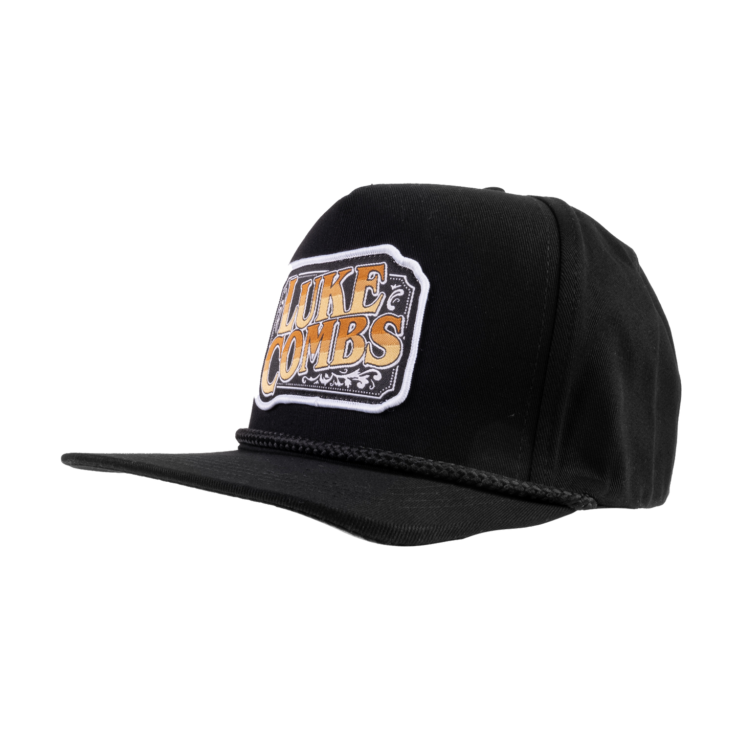Gold Logo Patch Trucker Hat - Black